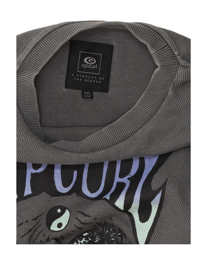 RIP CURL Mens Loose Fit Graphic Sweatshirt Jumper 2XS Grey Vintage Rip Curl and Second-Hand Rip Curl from Messina Hembry 