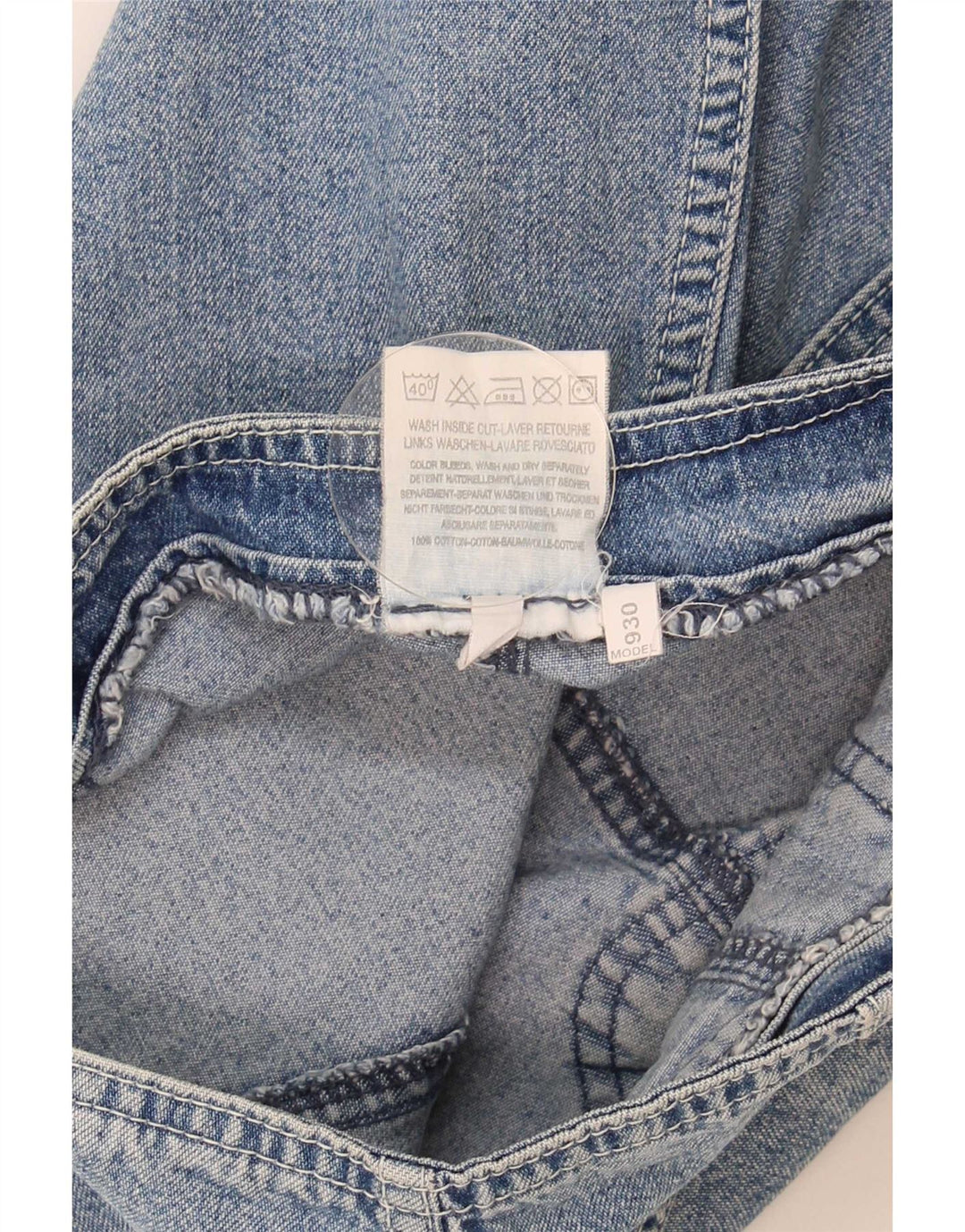 Vintage dame mini denim nederdel W27 lille blå bomuld