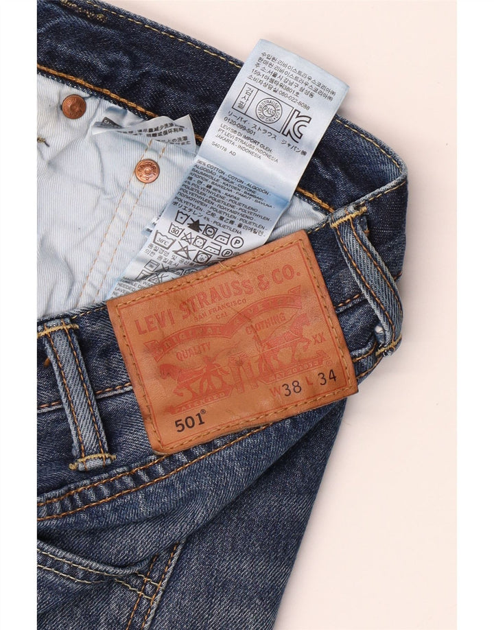 LEVI'S Herre 501 Straight Jeans W38 L34 Blå Bomuld