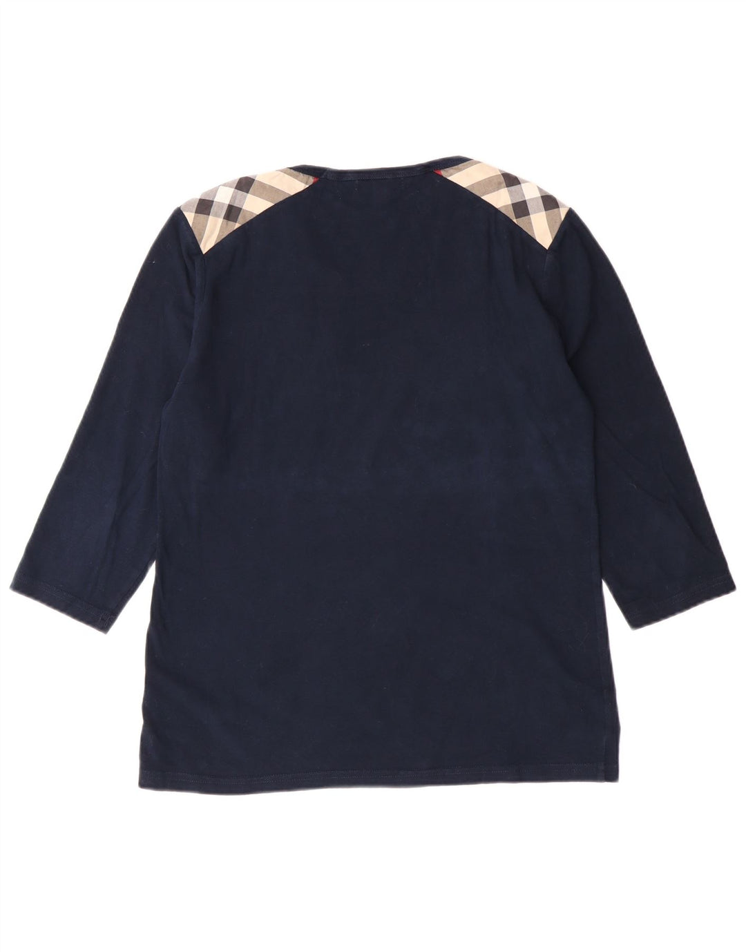 Burberry Dame Top 3/4 ærme UK 14 Large Navy Blue Colourblock Bomuld