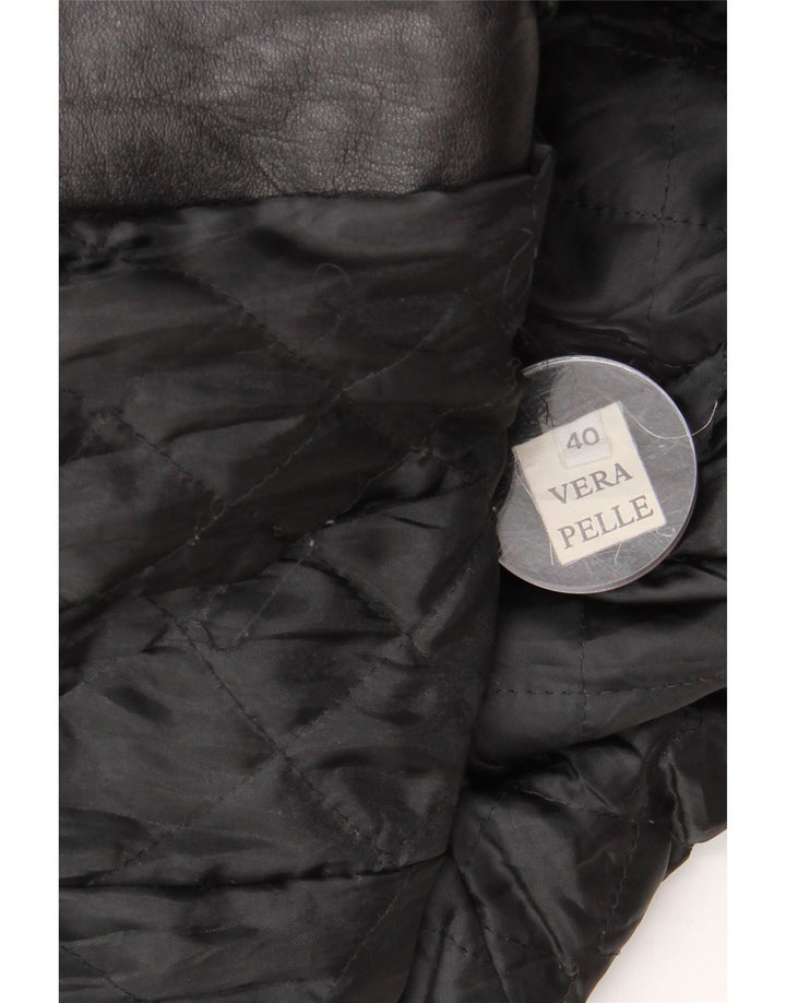 Vintage læderfrakke til kvinder IT 40 Lille sort læder