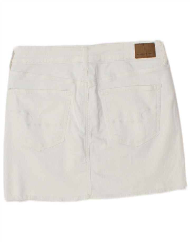 AMERICAN EAGLE Dame mini denim nederdel UK 14 Medium W30 Hvid Bomuld