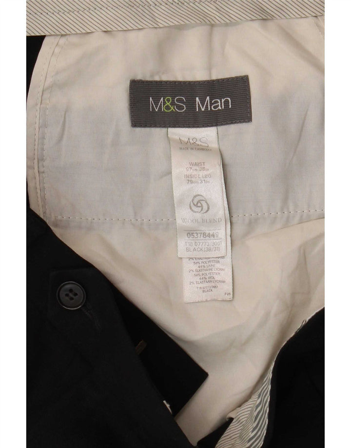 Marks & Spencer Straight Casual Bukser til mænd W38 L31 Sort polyester