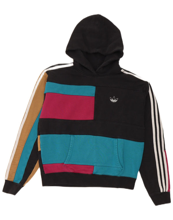Adidas Dame Oversized Hoodie Jumper UK 10 Small Black Colourblock Bomuld
