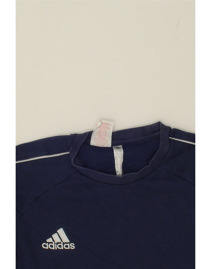ADIDAS Boys Sweatshirt Jumper 15-16 Years Navy Blue Cotton Vintage Adidas and Second-Hand Adidas from Messina Hembry 