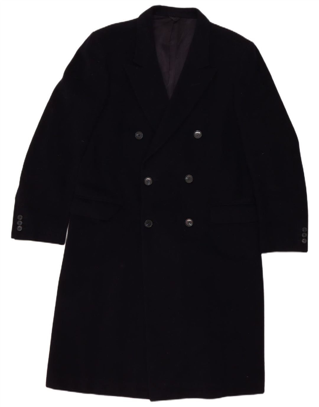 Sespi Herre Double Breasted Coat UK 38 Medium Navy Blue Virgin Wool
