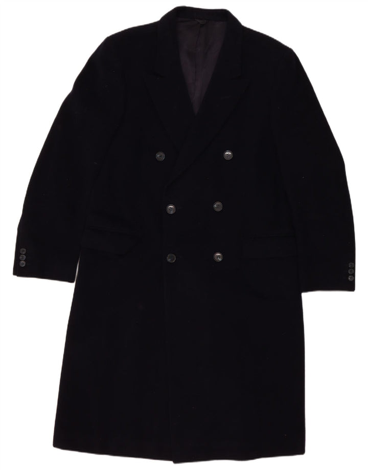 Sespi Herre Double Breasted Coat UK 38 Medium Navy Blue Virgin Wool