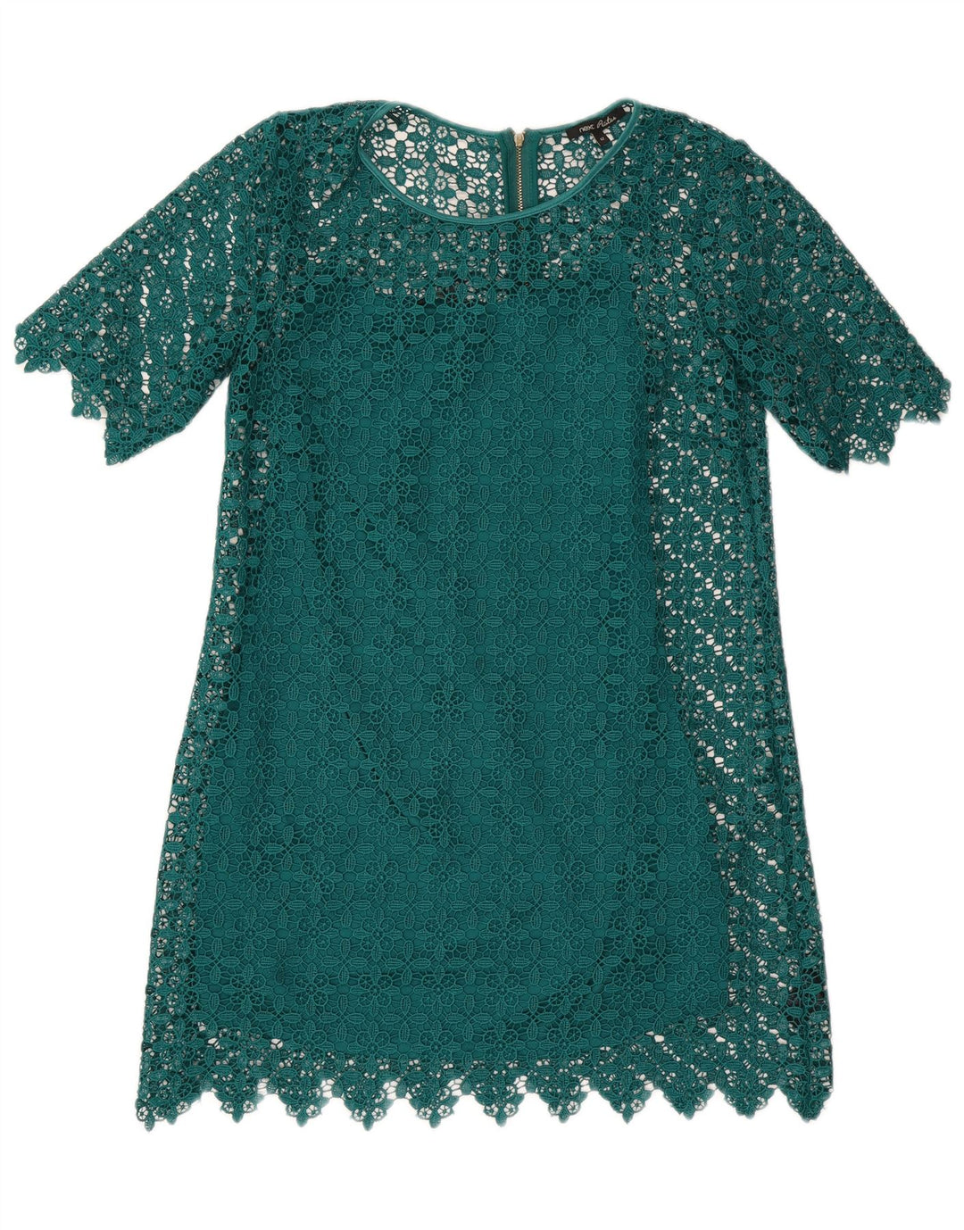 Næste Womens Petites Lace Shift Dress UK 12 Medium Green Geometric Polyester