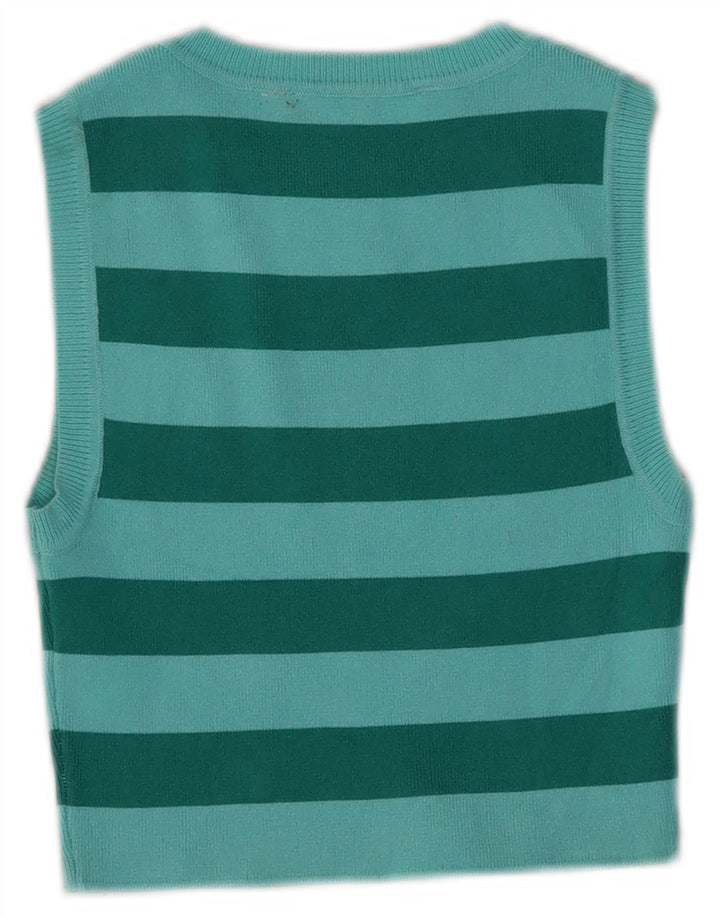 Zara Womens Crop Vest Top UK 8 Lille blå stribet viskose