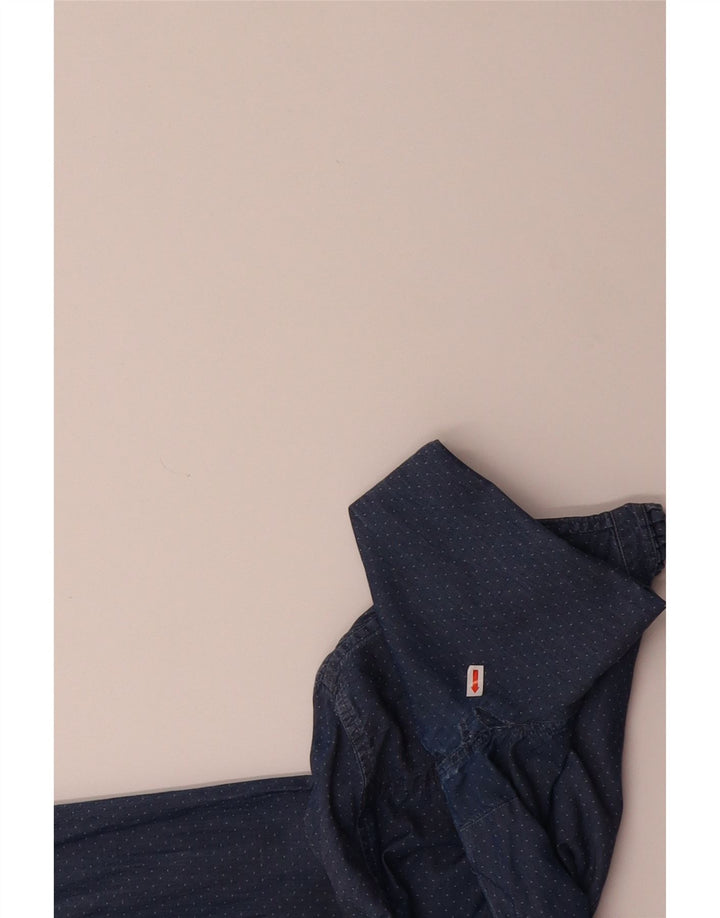 RIFLE Womens Ruffle Front Shirt UK 14 Medium Blue Spotted Vintage Rifle and Second-Hand Rifle from Messina Hembry 