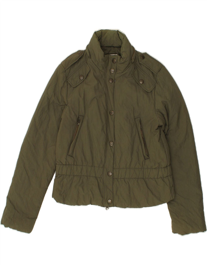 MOSCHINO Womens Military Jacket UK 10 Small Khaki Polyamide Vintage Moschino and Second-Hand Moschino from Messina Hembry 
