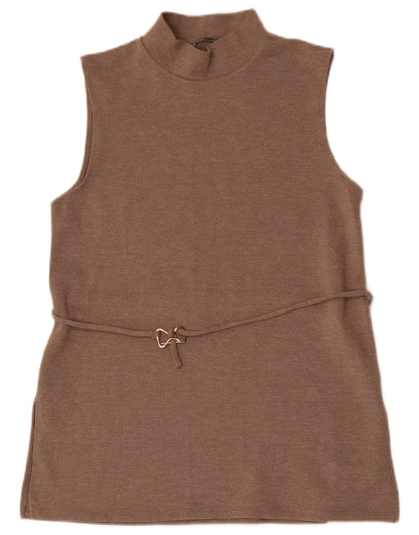 Zara Damevest Top UK 12 Medium Brun Polyester