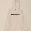 CHAMPION Womens Graphic Hoodie Jumper UK 10 Small White Vintage Champion and Second-Hand Champion from Messina Hembry 