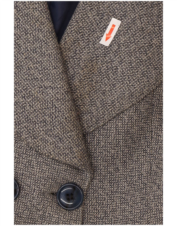 Vintage Dame Dobbeltradet Frakke UK 10 Small Grey Uld
