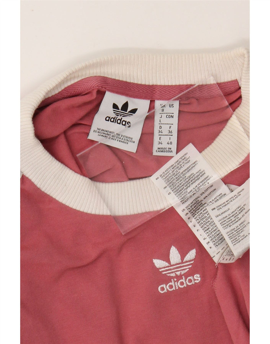 ADIDAS Dame Top Langærmet UK 8 Lille Pink Bomuld