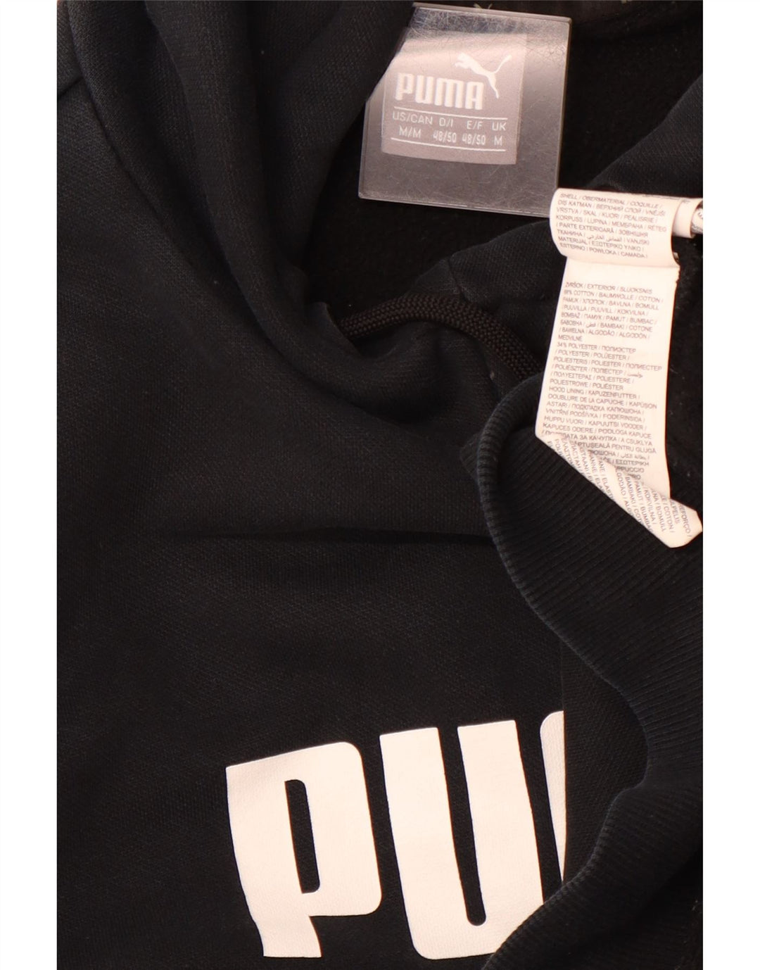 PUMA Mens Graphic Hoodie Jumper Medium Black Cotton