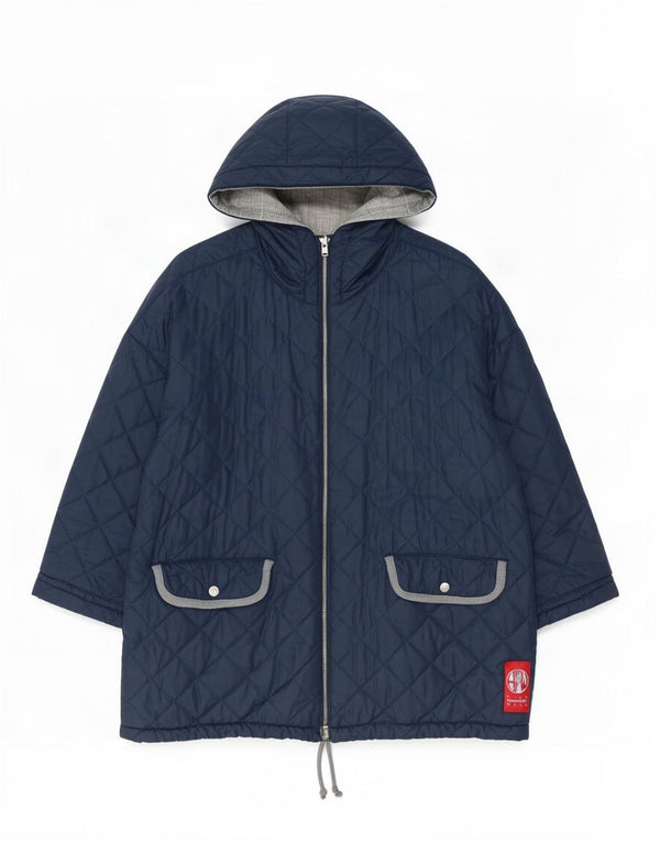 Belfe & Womens Oversized Vendbar Quiltet Jakke UK 14 Medium Navy Blue