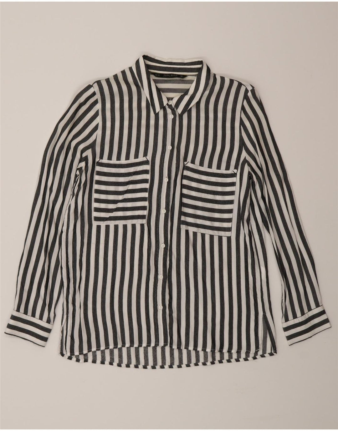 Zara Dameskjorte UK 6 XS Sort nålestribet