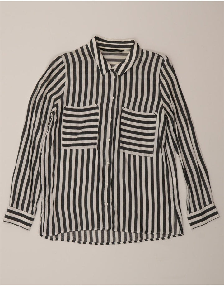 Zara Dameskjorte UK 6 XS Sort nålestribet