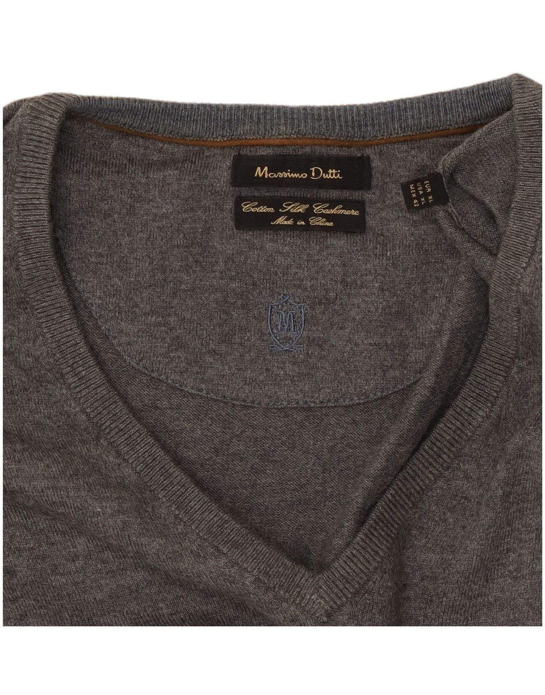 Massimo Dutti Herre V-hals sweater XL Grå Bomuld