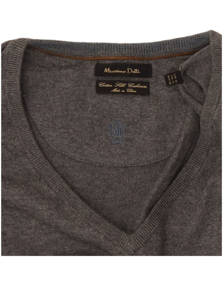 Massimo Dutti Herre V-hals sweater XL Grå Bomuld