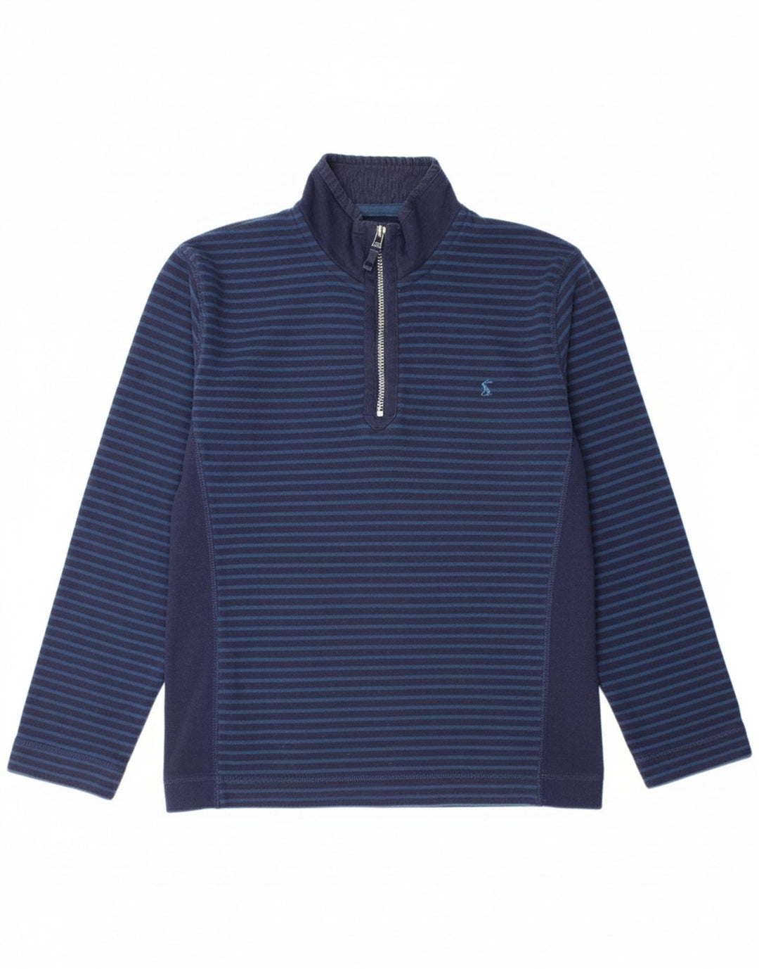 JOULES Mens Zip Neck Sweatshirt Jumper Small Navy Blue Striped Cotton