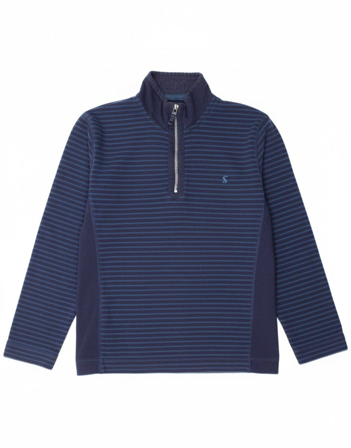 JOULES Mens Zip Neck Sweatshirt Jumper Small Navy Blue Striped Cotton