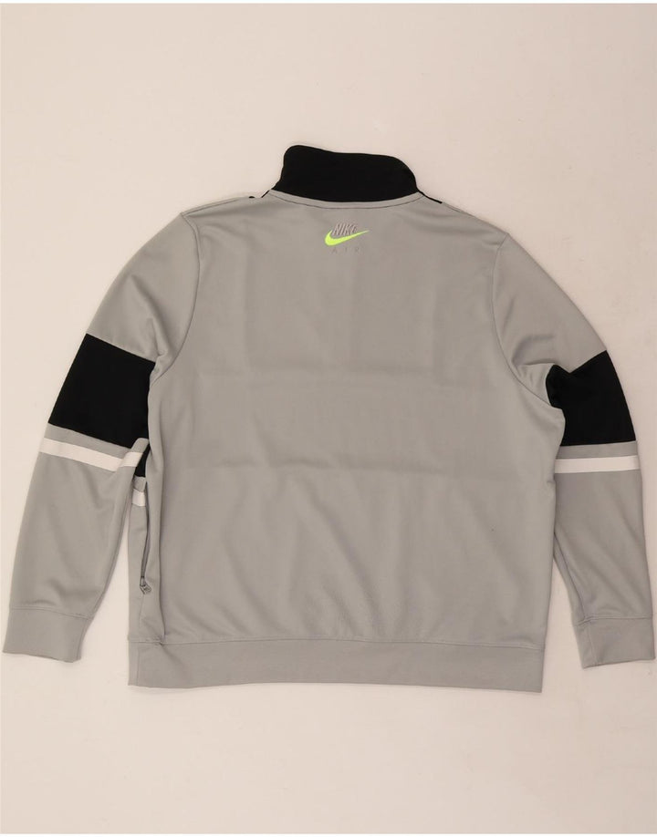 NIKE grafisk sweatshirt med lynlås til mænd, stor grå farveblok
