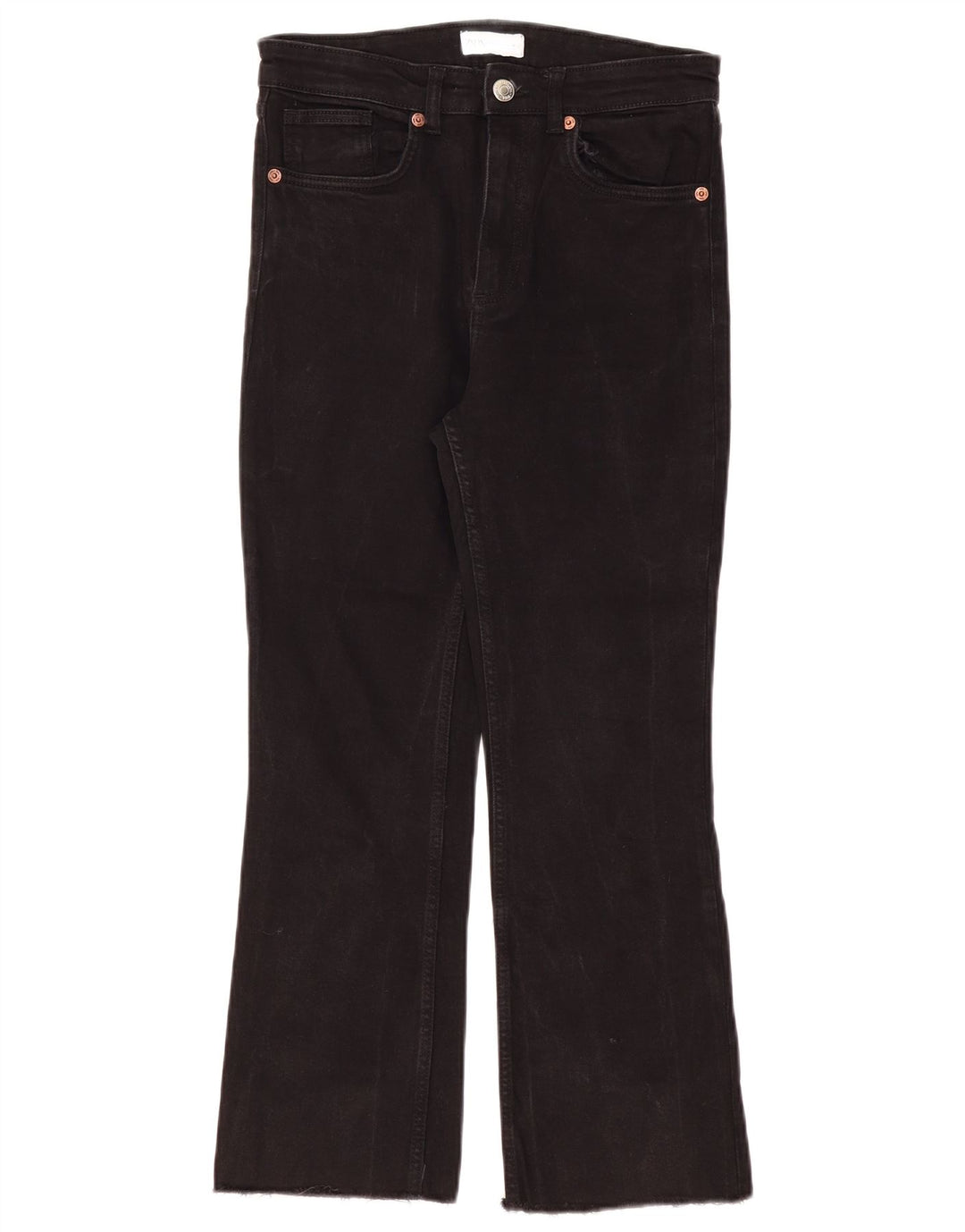 Zara Dame High Waist Bootcut Jeans EU 40 Medium W30 L26 Sort