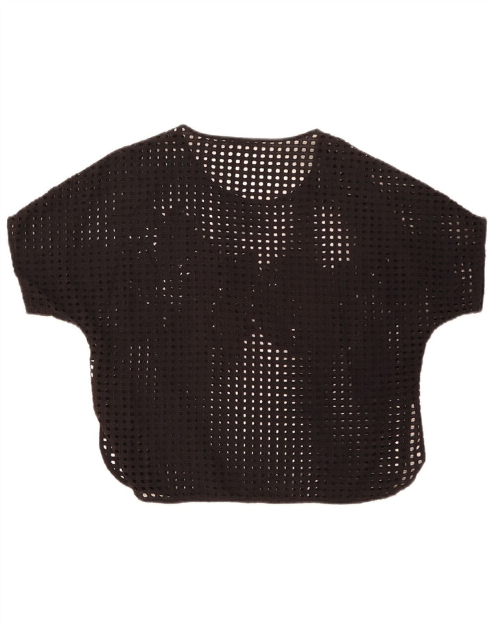 Zara Dame See Through Bluse Top UK 14 Medium Black Floral
