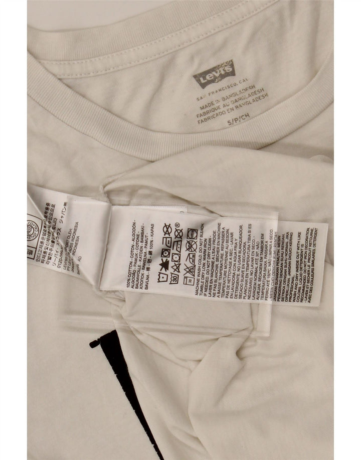 LEVI'S Womens Graphic T-Shirt Top UK 10 Small White Cotton Vintage Levi's and Second-Hand Levi's from Messina Hembry 
