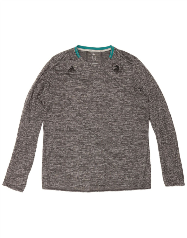 Adidas Herre Climalite Top Langærmet Stor Grå Flecked Polyester
