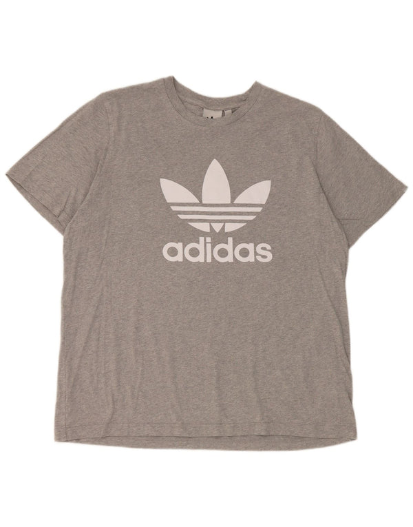 Adidas Herre grafisk T-shirt Top XL Grå Flecked Bomuld