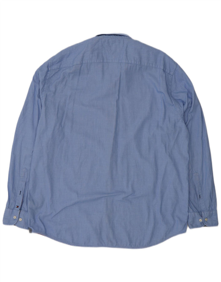 Tommy Hilfiger herreskjorte 2XL blå plettet bomuld