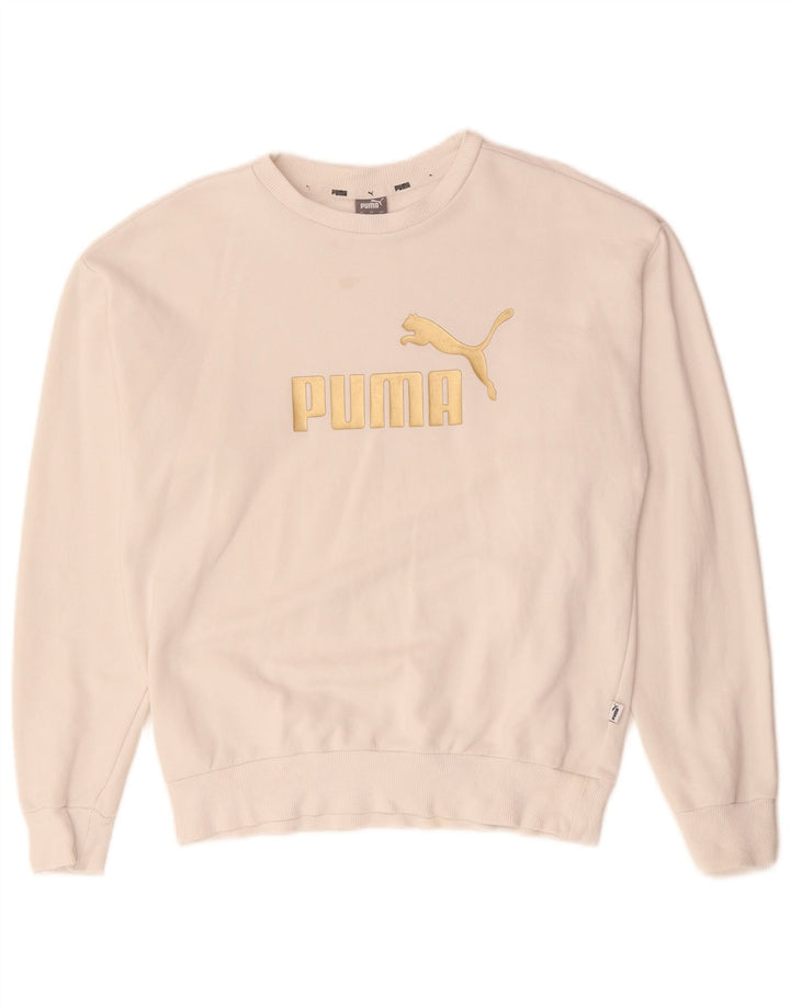 PUMA grafisk sweatshirt til mænd, lille råhvid bomuld