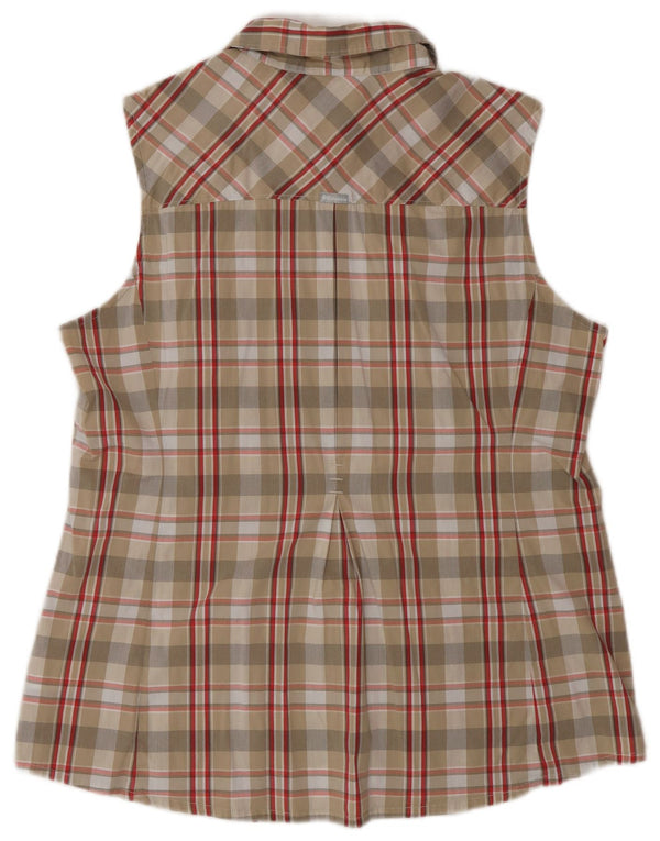 Columbia Womens Sleeveless Shirt UK 18 XL Beige Plaid Cotton