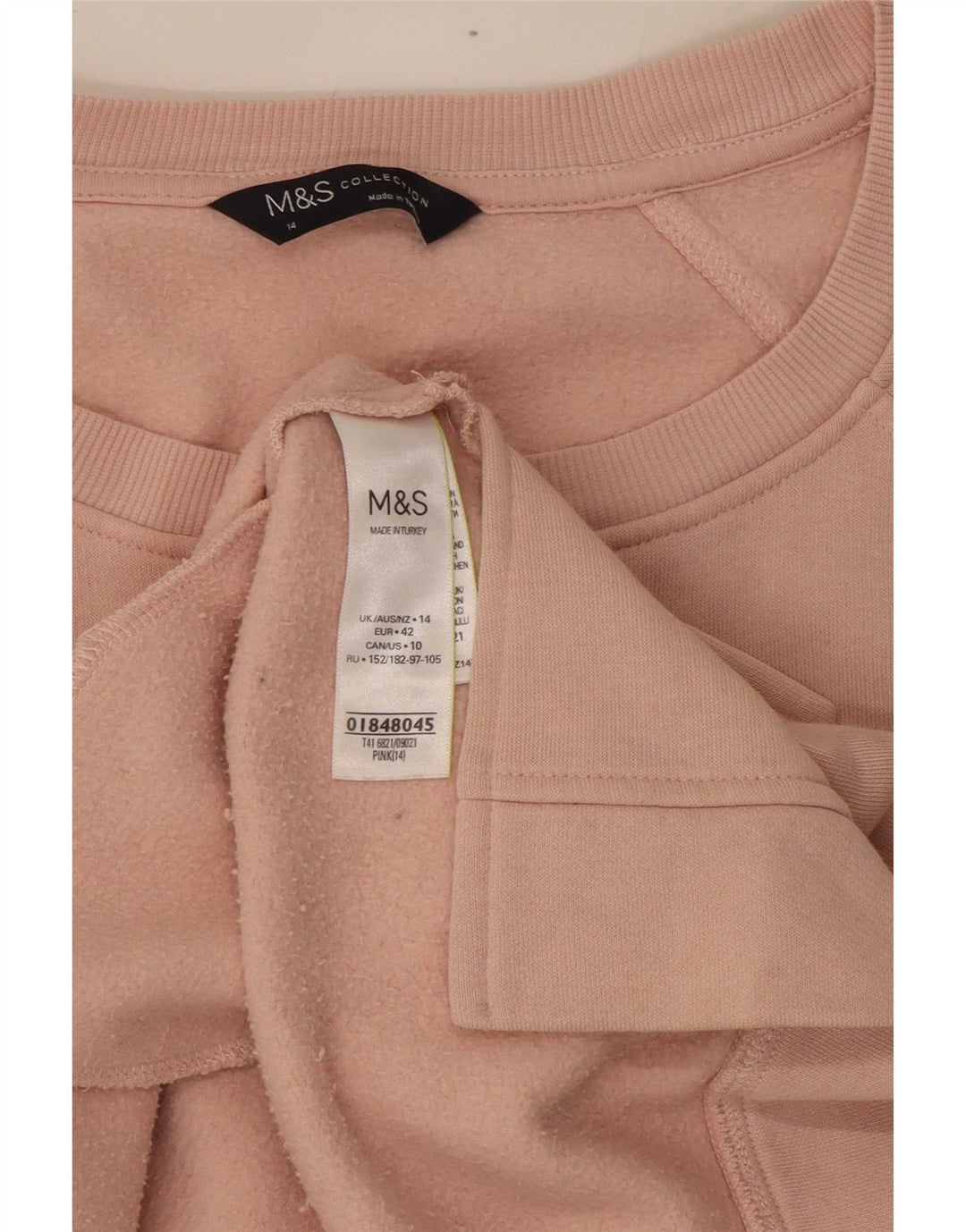 Marks & Spencer Dame Sweatshirt Jumper UK 14 Large Pink Bomuld