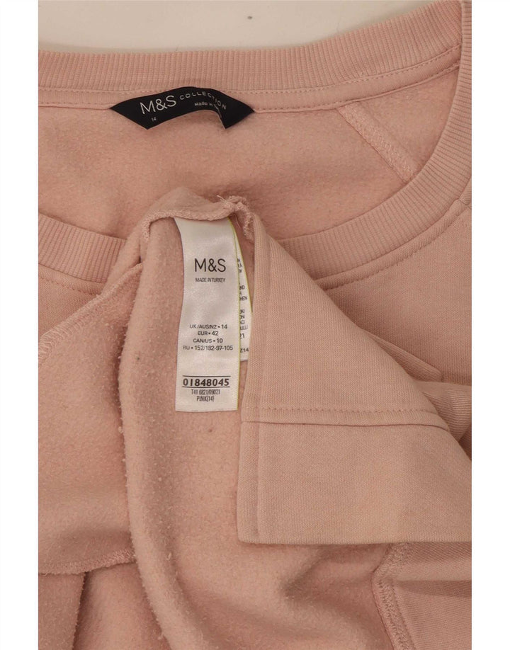 Marks & Spencer Dame Sweatshirt Jumper UK 14 Large Pink Bomuld