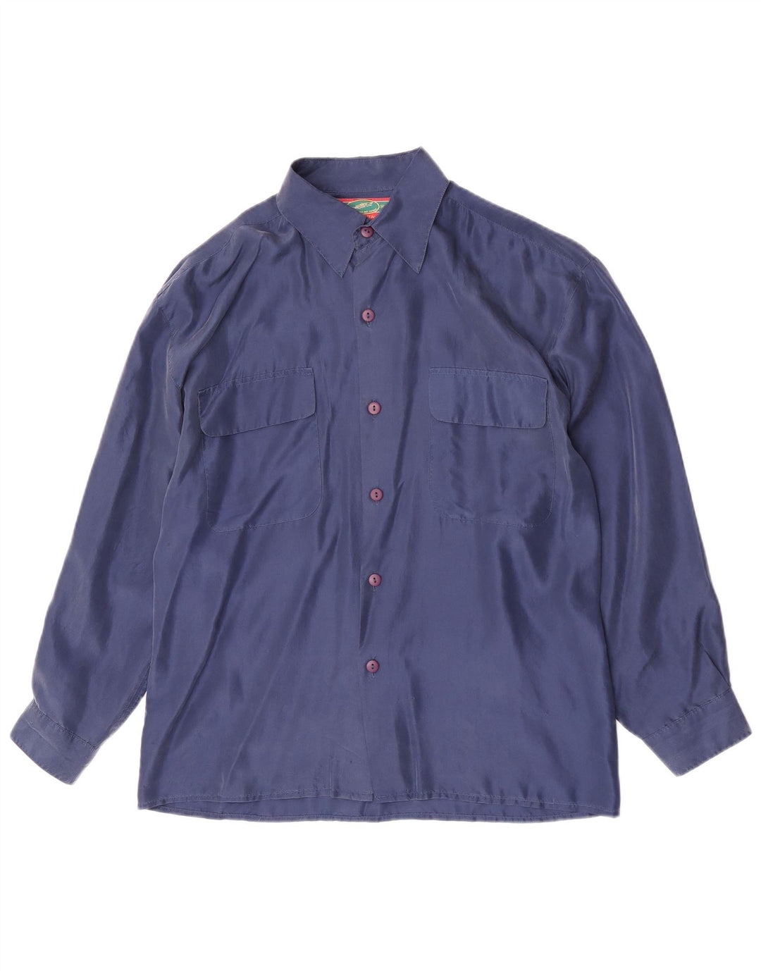 Vintage herreskjorte medium marineblå silke