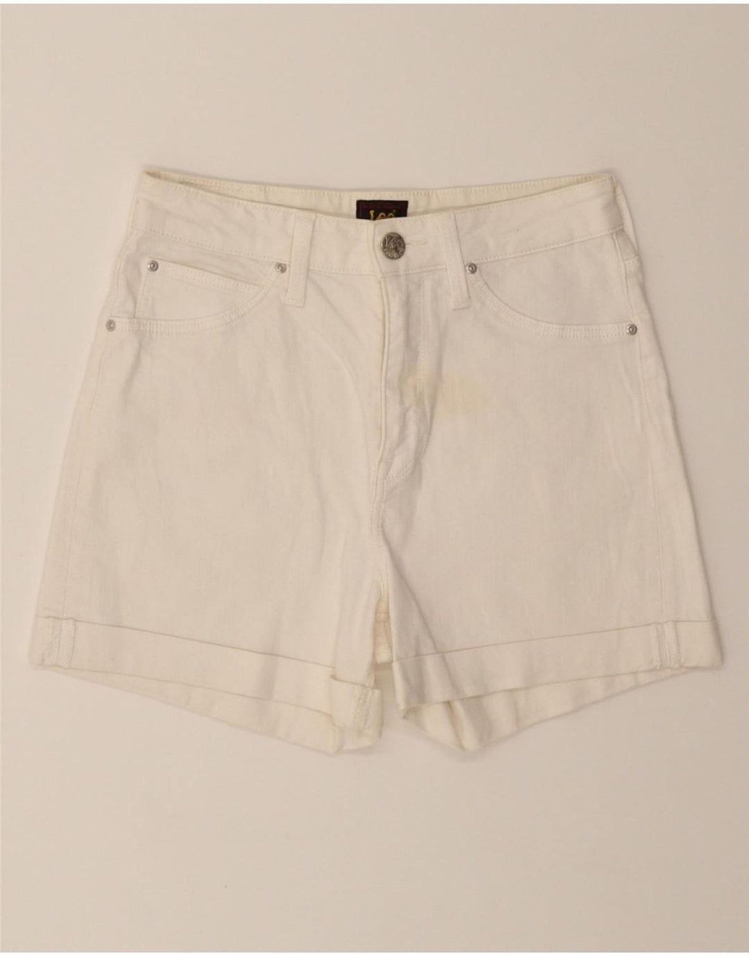 LEE Womens Mom Denim Shorts W27 Small White Cotton Vintage Lee and Second-Hand Lee from Messina Hembry 