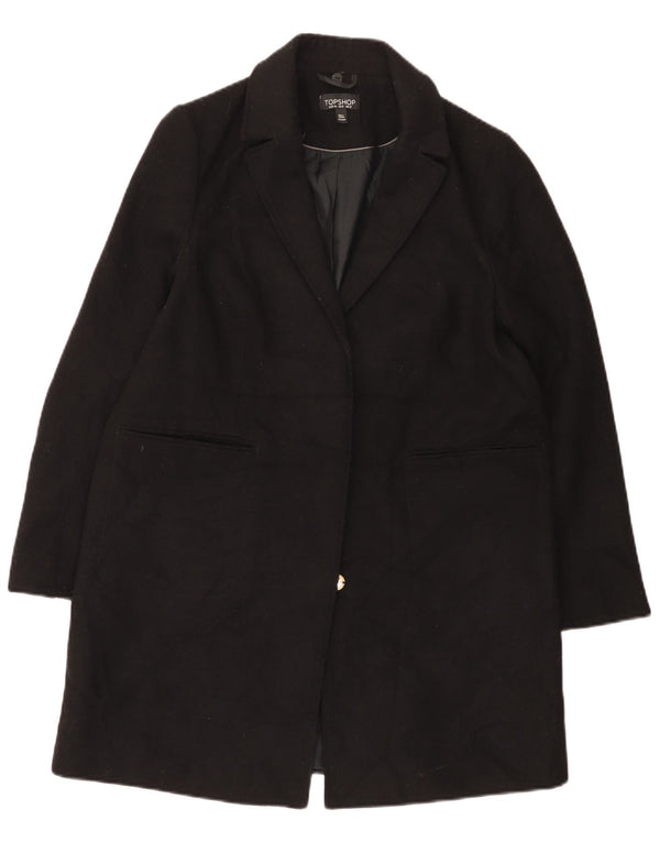 Topshop Dame Overfrakke UK 12 Medium Sort Polyester