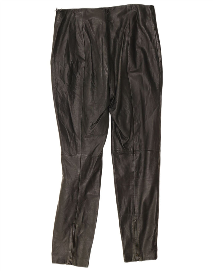 Mango Dame Slim Læderbukser EU 36 Small W24 L27 Sort Læder