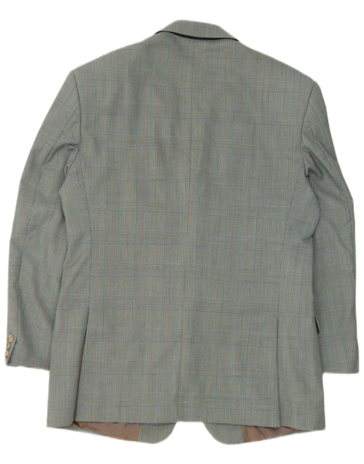 Vintage herre 2-knaps blazerjakke IT 50 Large Blue Check Virgin Wool