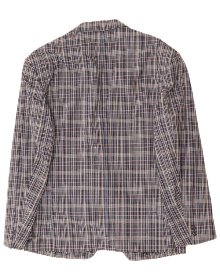 GREEN FOX Herre 2-knaps blazerjakke EU 48 Mellemgrå ternet