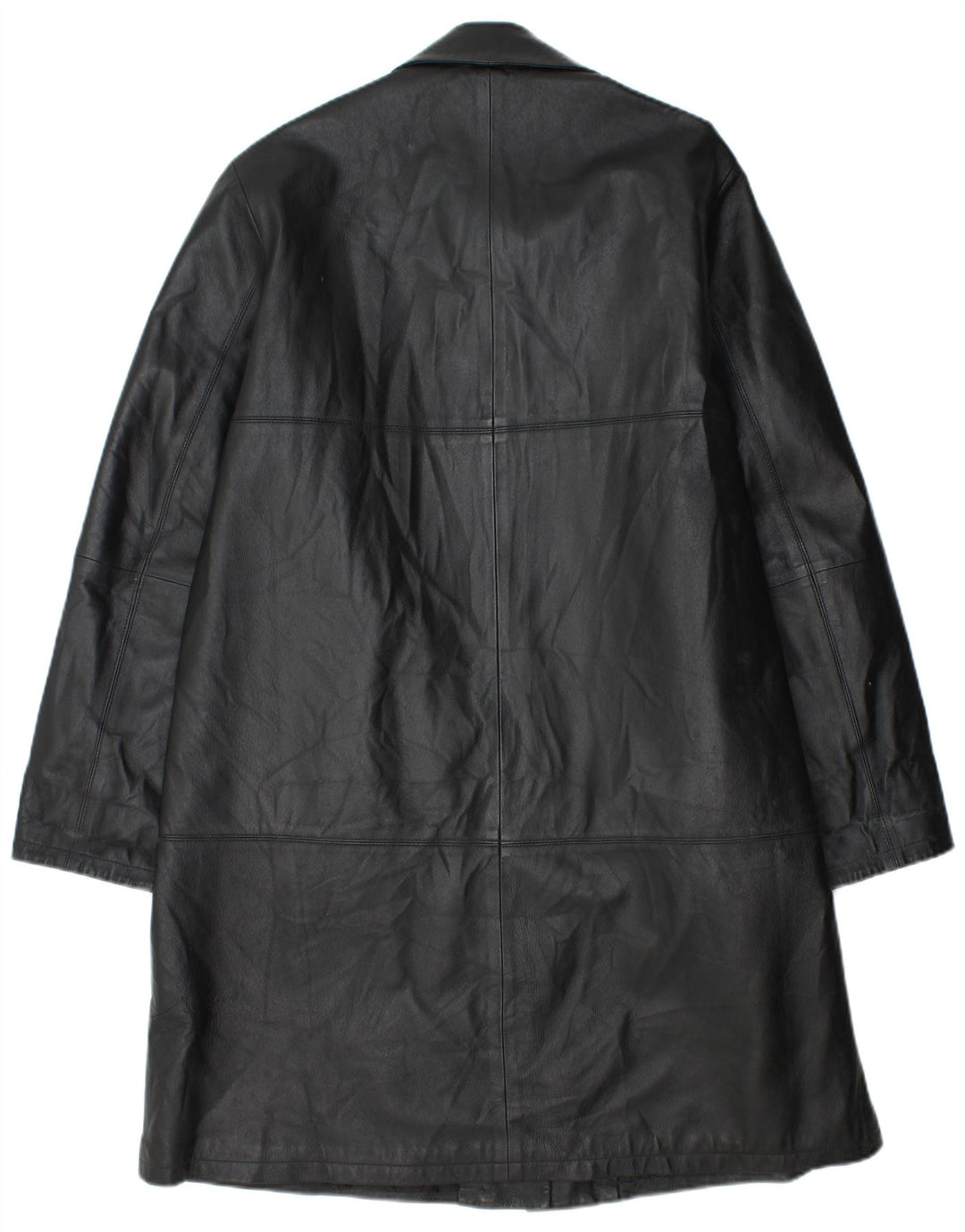 Vintage læderfrakke til kvinder IT 48 XL sort læder