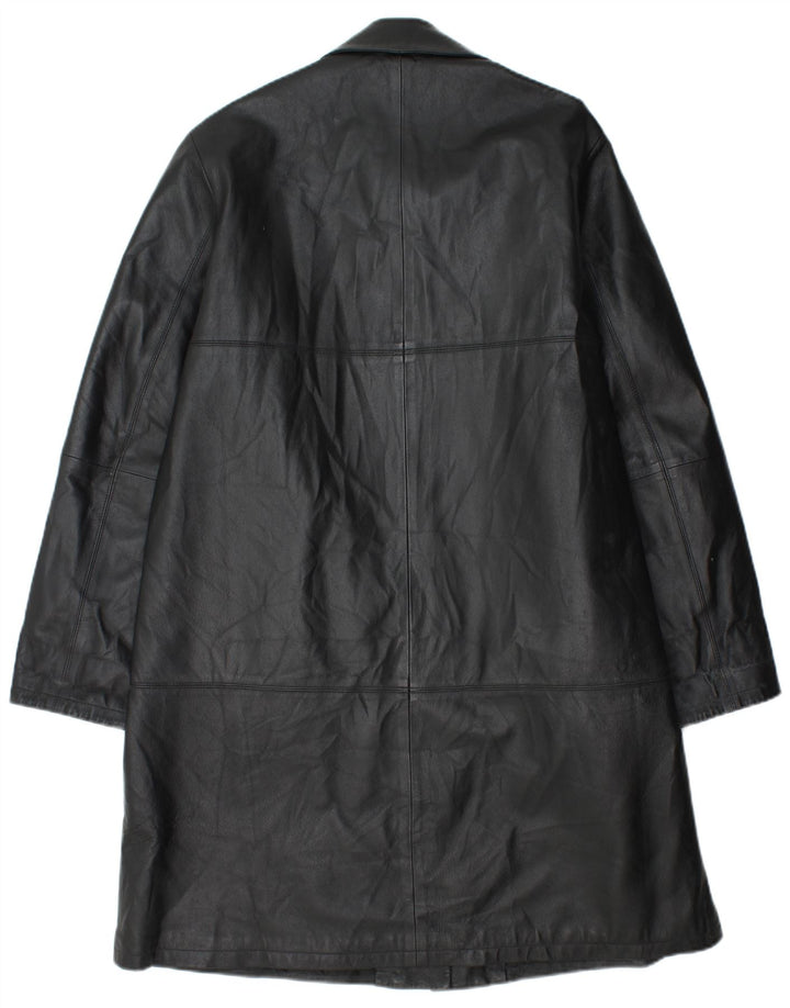 Vintage læderfrakke til kvinder IT 48 XL sort læder