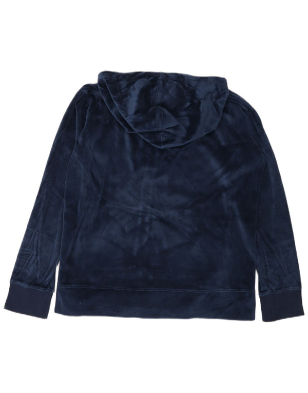 ELLESSE hættetrøje med fløjl lynlås til kvinder UK 20 2XL marineblå bomuld