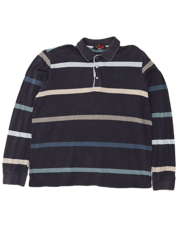 Kappa Langærmet Polo Shirt til mænd 2XL Navyblå stribet bomuld
