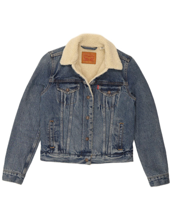 Levi's Dame Denim Sherpa Jacket UK 6 XS Blå Bomuld