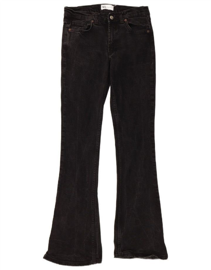 Zara Dame Flared Jeans EU 34 2XS W24 L30 Sort Bomuld
